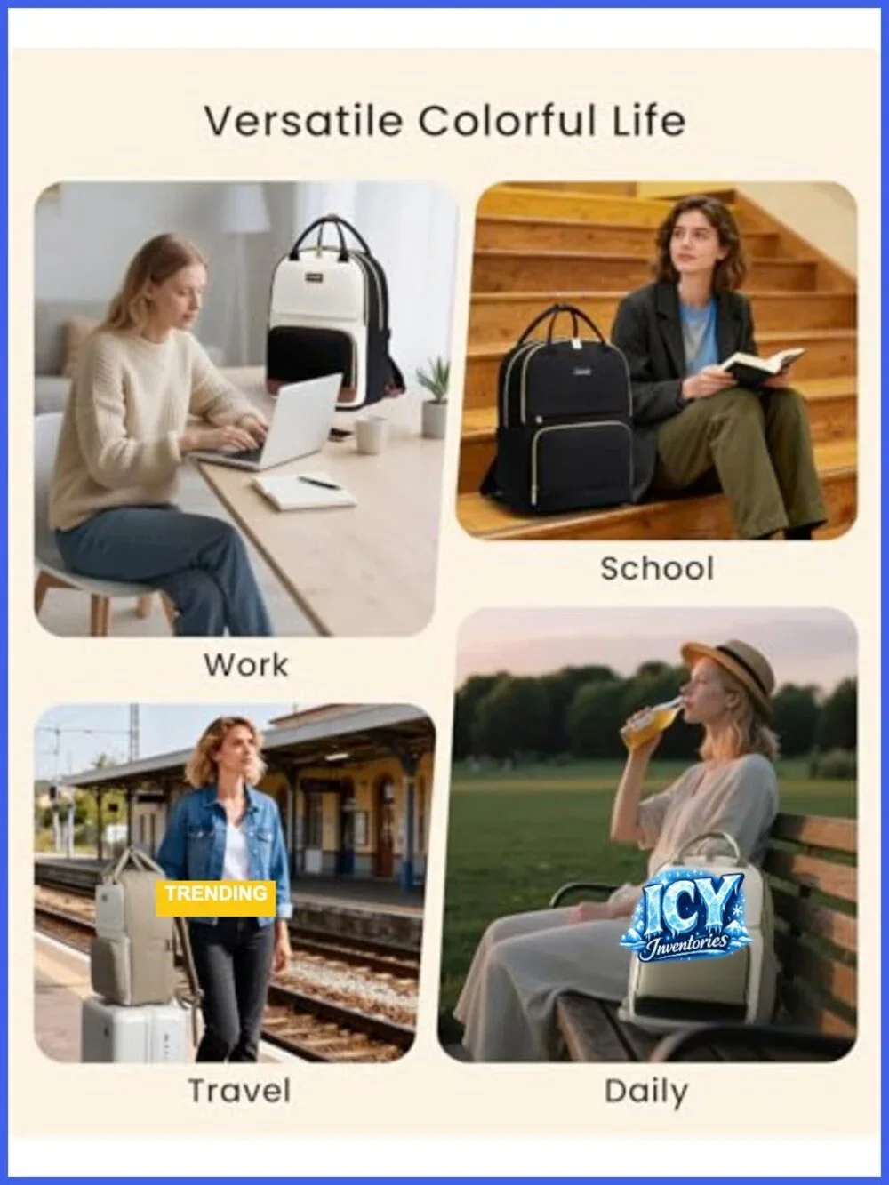 27L Laptop Backpack with Water Bottle Pockets, Waterproof Travel Backpack for